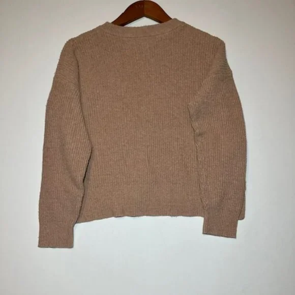 Women's Madewell Patch Pocket Pullover Long Sleeve Oversized Sweater Tan Sz M - Picture 2 of 6